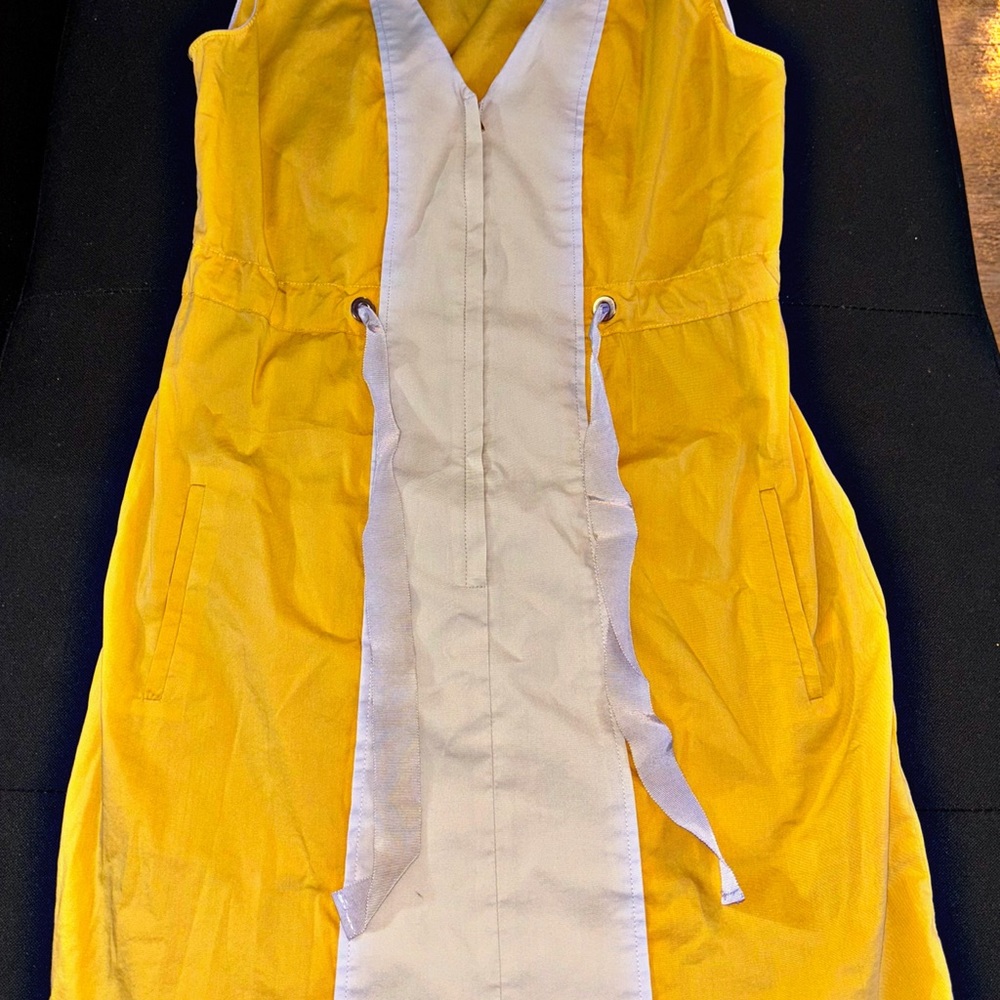 T Tahari Yellow and White Dress